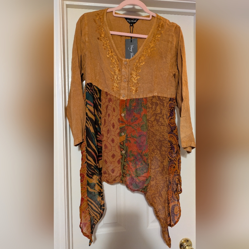 Young Threads Boho Chic Multicolor Tunic Top
